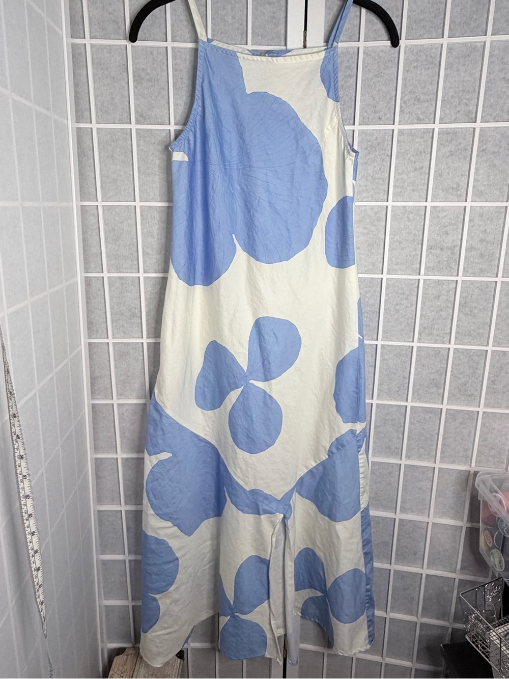 Blue & White Floral Print Maxi Sundress